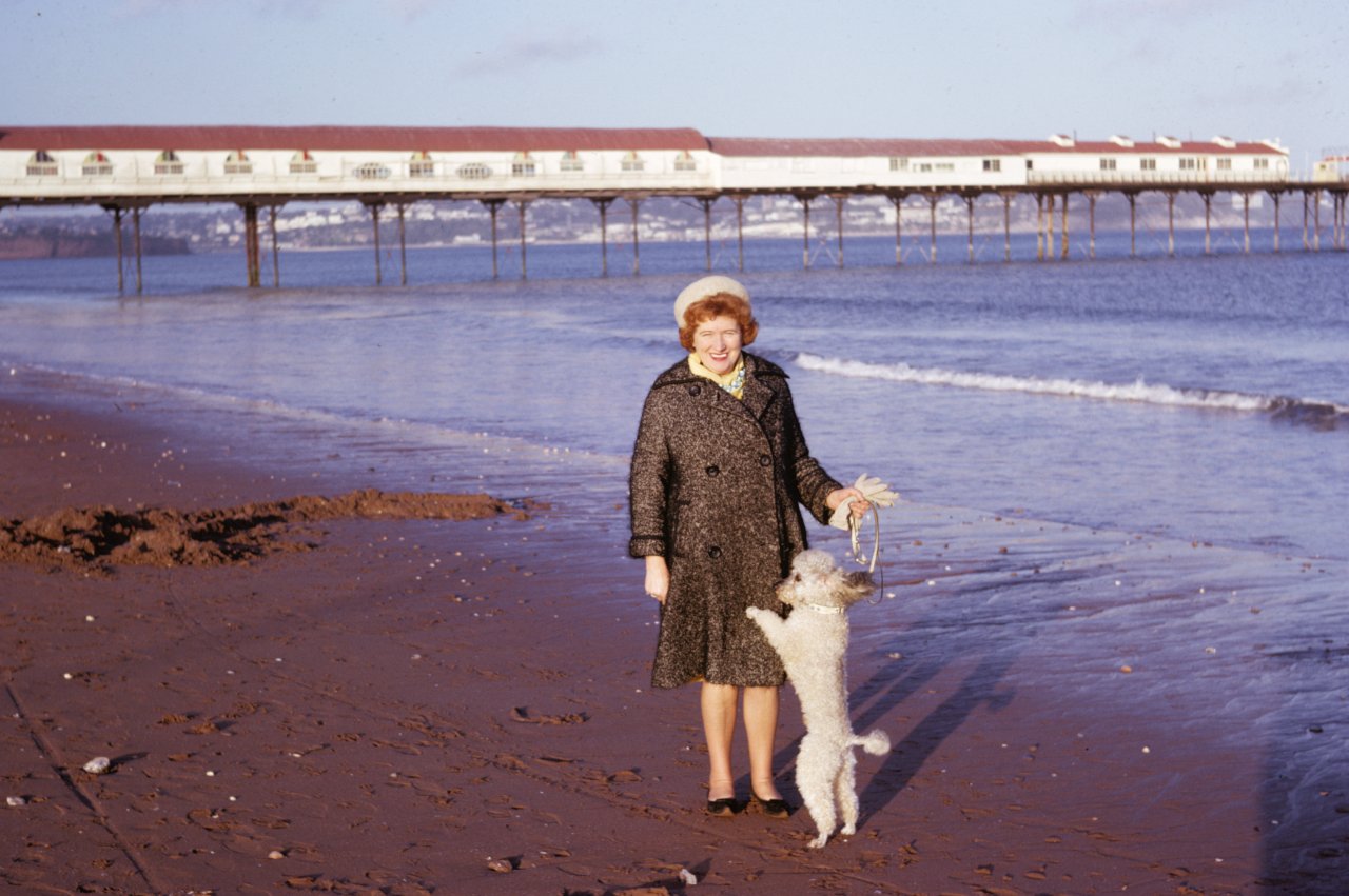 217 Adrians Mom and dog Paignton Fall 1963-s